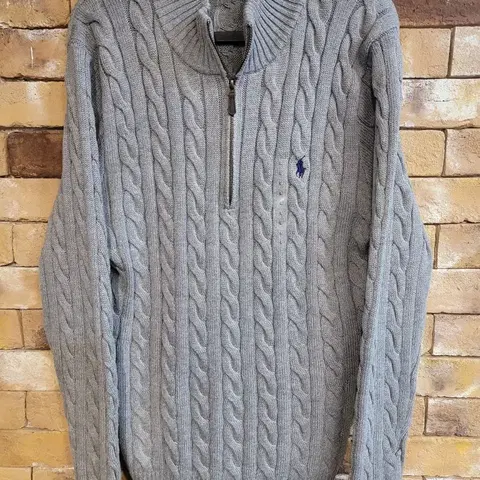 폴로 케이블 반집업 니트 M