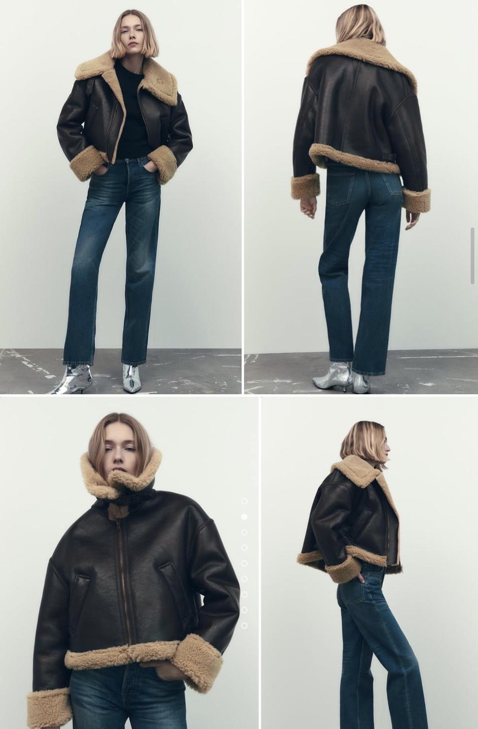 새상품급 자라 오버핏 반크롭 무스탕 sm