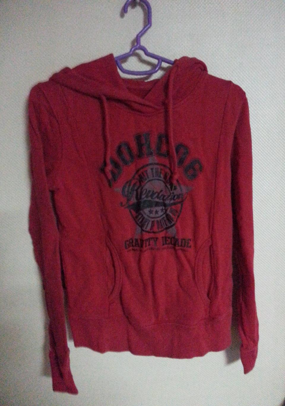DOHC 기모 후드 티셔츠 레드 55 90(S)