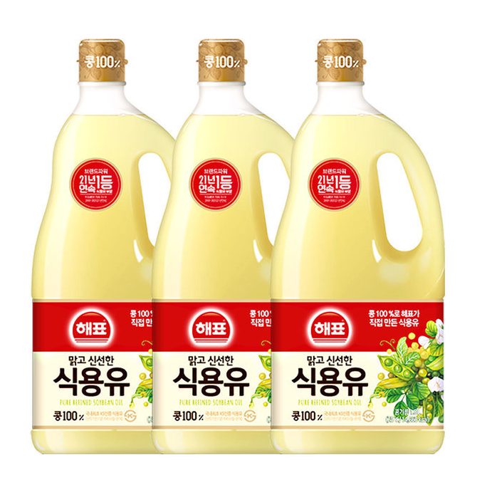 해표 식용유 1.8리터 3개 콩기름 사조해표
