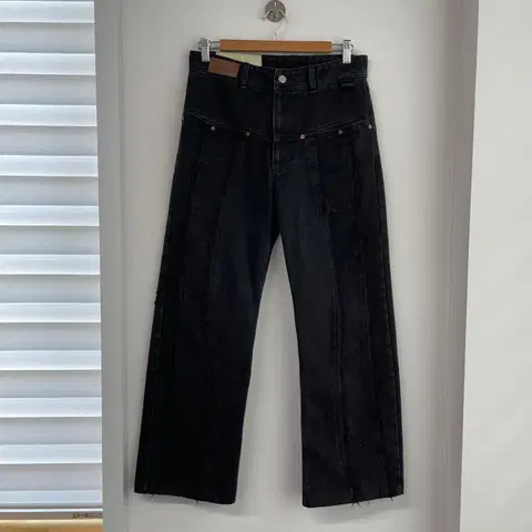 앤더슨벨 티모시 패널 와이드 블랙 팬츠