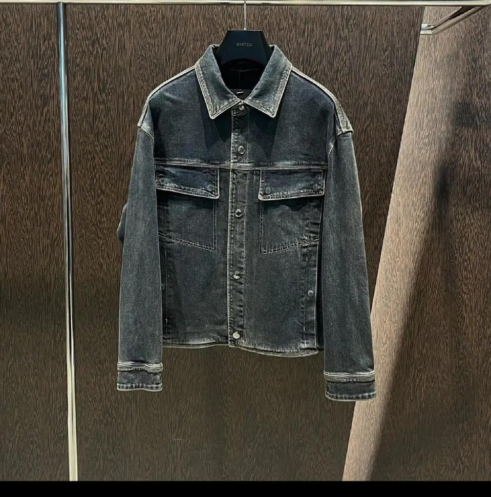 시스템옴므 플랩 포켓 데님 점퍼-다크네이비,95(가슴단면59)