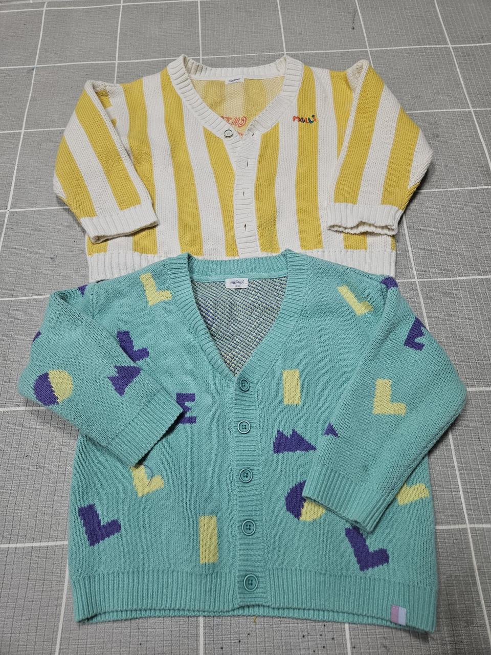 몰리멜리 유아 니트 가디건 120사이즈 2벌 일괄 7천원