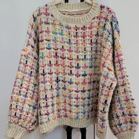 멀티컬러 반짝이 니트 프리사이즈 빅사이즈