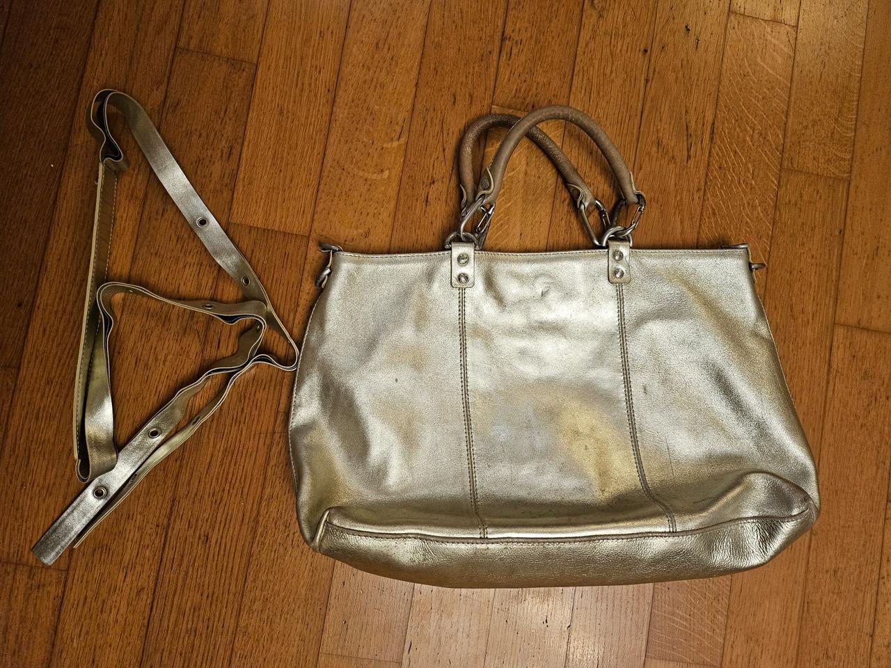 골드 황금색 소가죽 가방 크로스끈