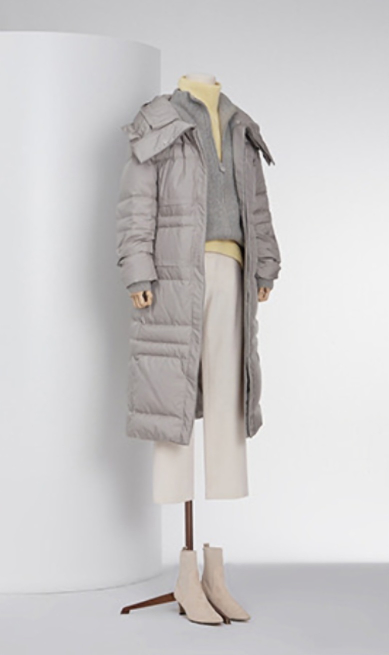 한섬 마인 니트 배색 구스 패딩 ㅡ 브라운