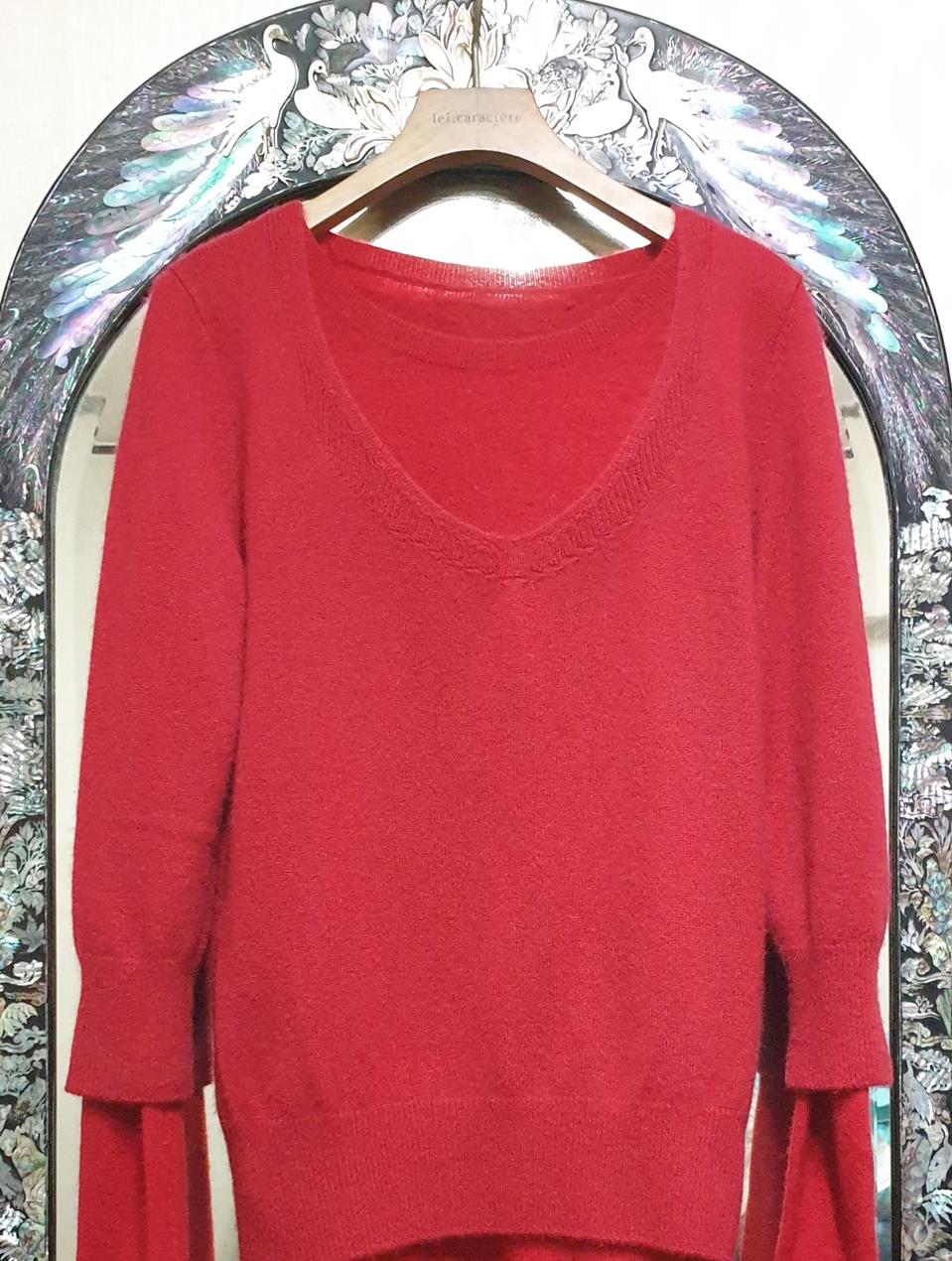 캐시미어100%빨강색니트