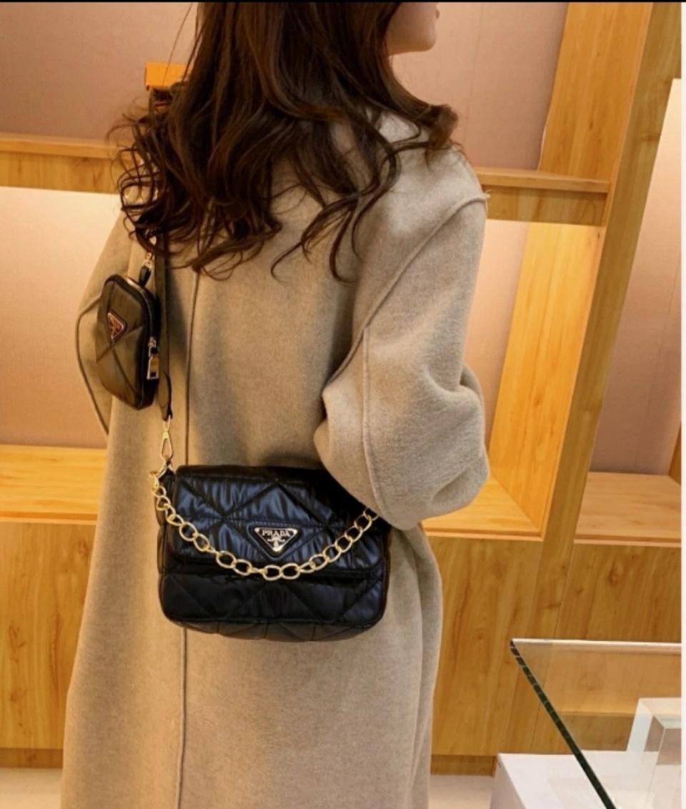 (특가)새상품 프라다 시스템 나파 블랙 패치워크 금장체인 숄더백 크로스백