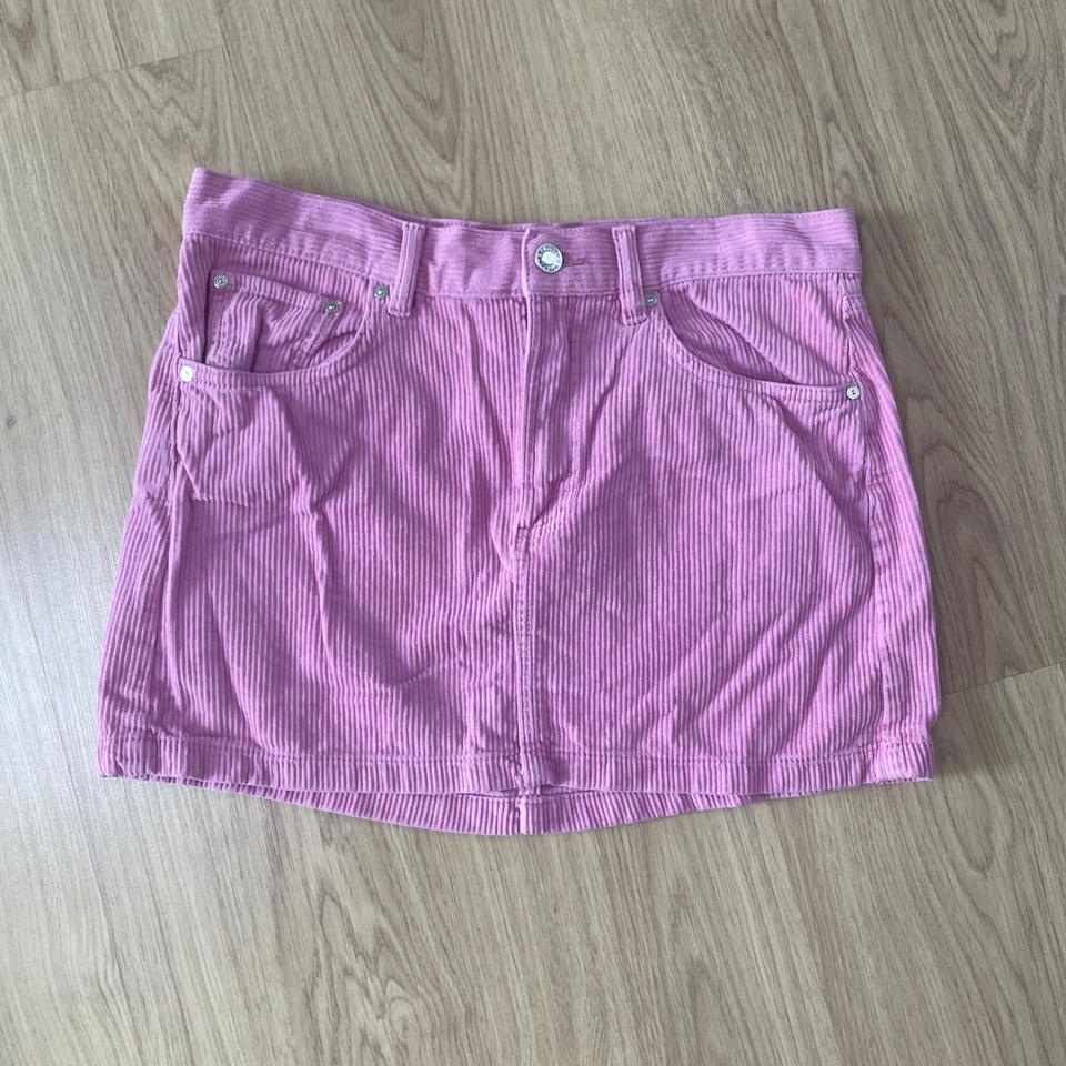 (S) 망고 핑크 코듀로이 미니스커트