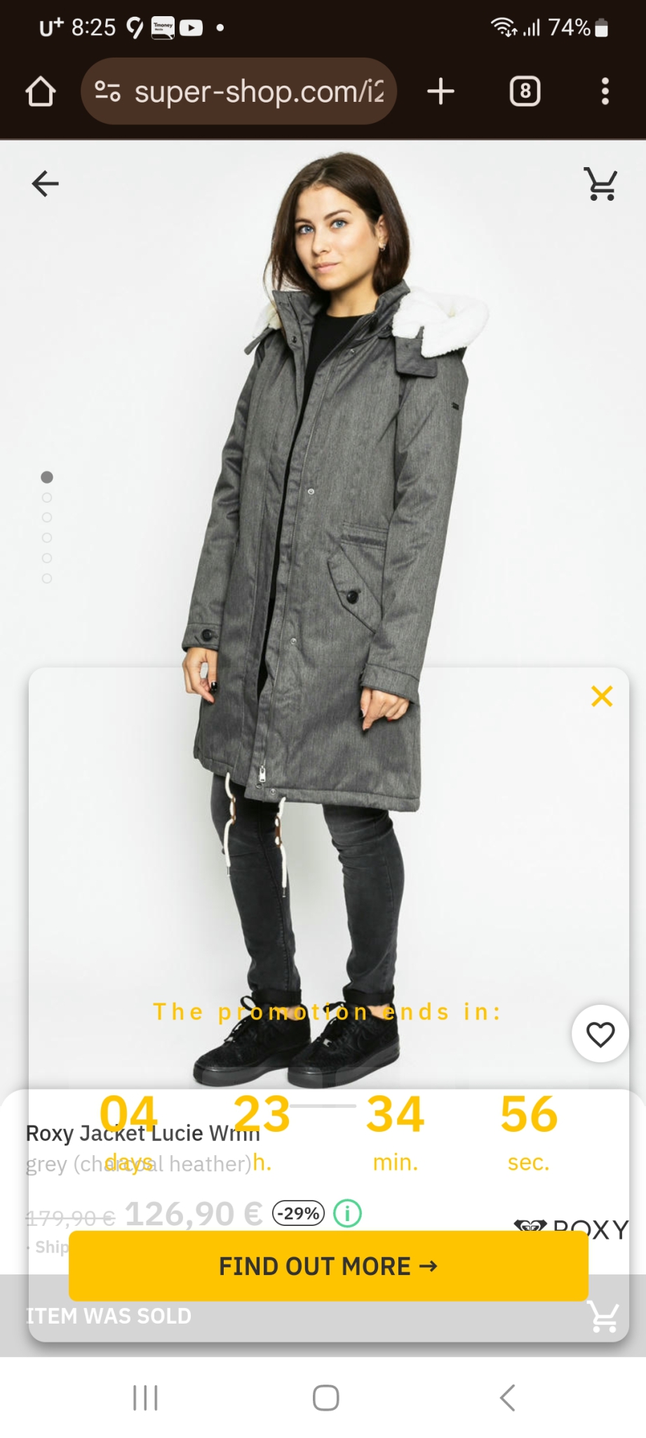 Roxy (록시) 패딩 쟈켓 /xs/ 수입의류/새상품