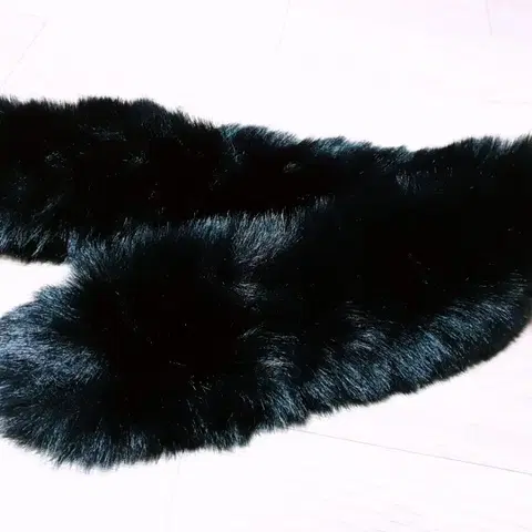 새상품)퍼 교체,탈부착 인조털 퍼스트링(패딩 탈착 퍼만)블랙 목도리