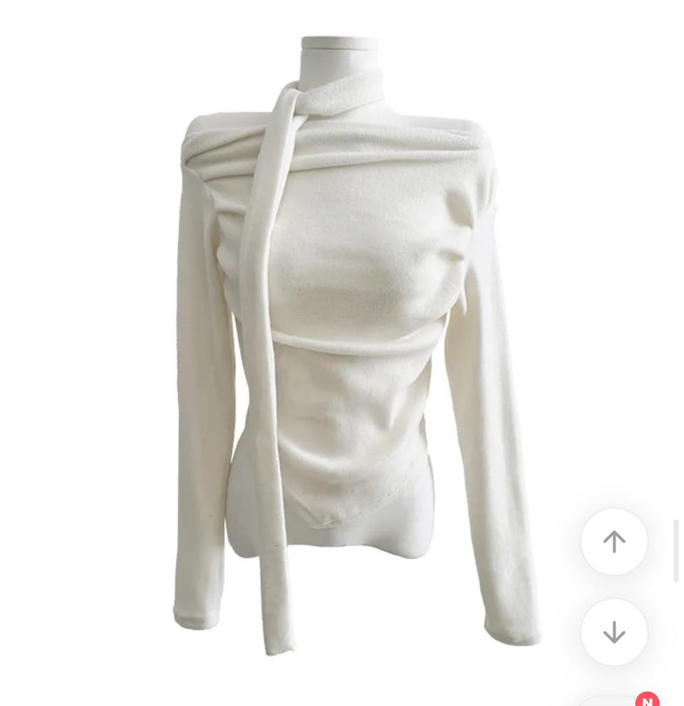 셔링 오프숄더 긴팔티 + 머플러