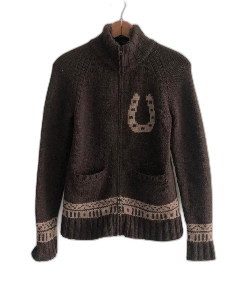 AIGLE 브라운 코위찬 울 니트집업