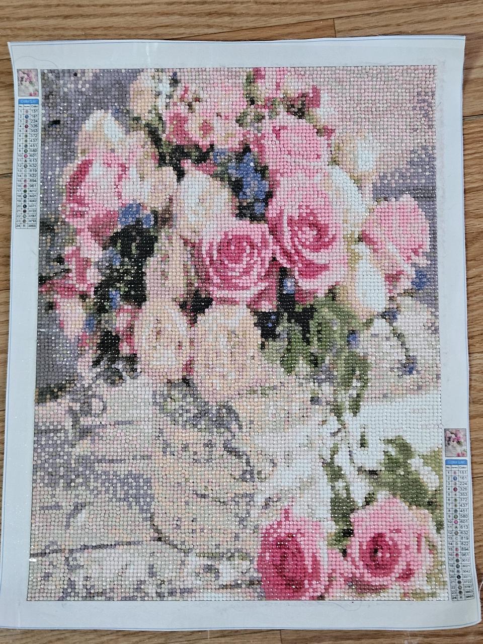 장미 꽃다발 보석십자수