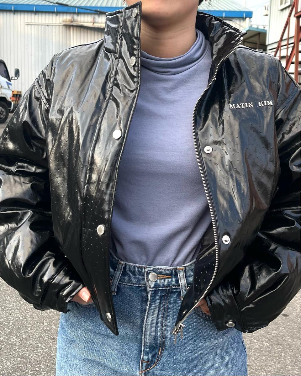 마뗑킴 유광 레더 숏패딩