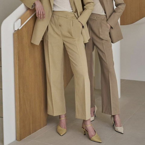 RENEJ 여성용 Semi Wide Trousers yellow M사이즈