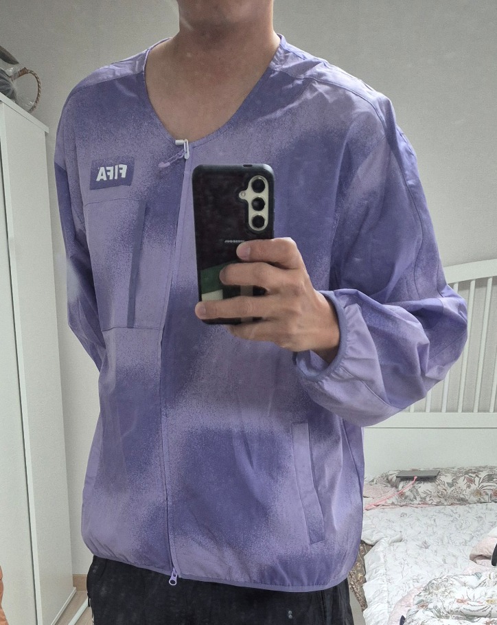 (fifa1904)피파1904 라벤더퍼플 체크 노카라 바람막이