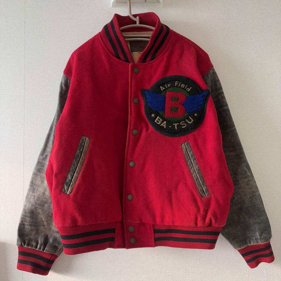 Vintage Bat-su 바시티 스타디움 자켓(소가죽)