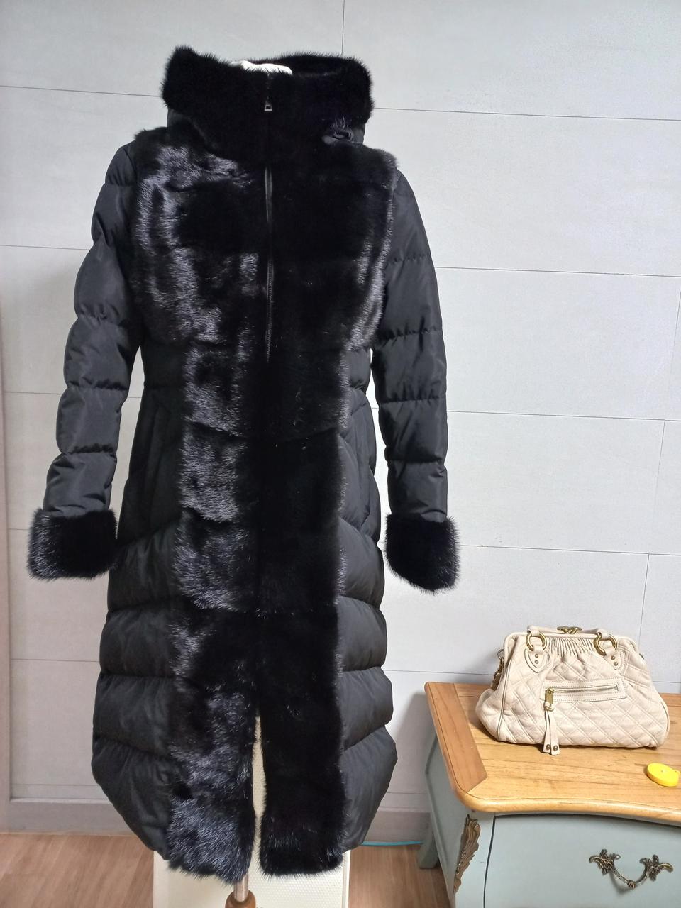 통밍크 구스 롱 패딩