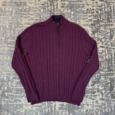 브룩스브라더스 메리노울 케이블 반집업 니트 XL