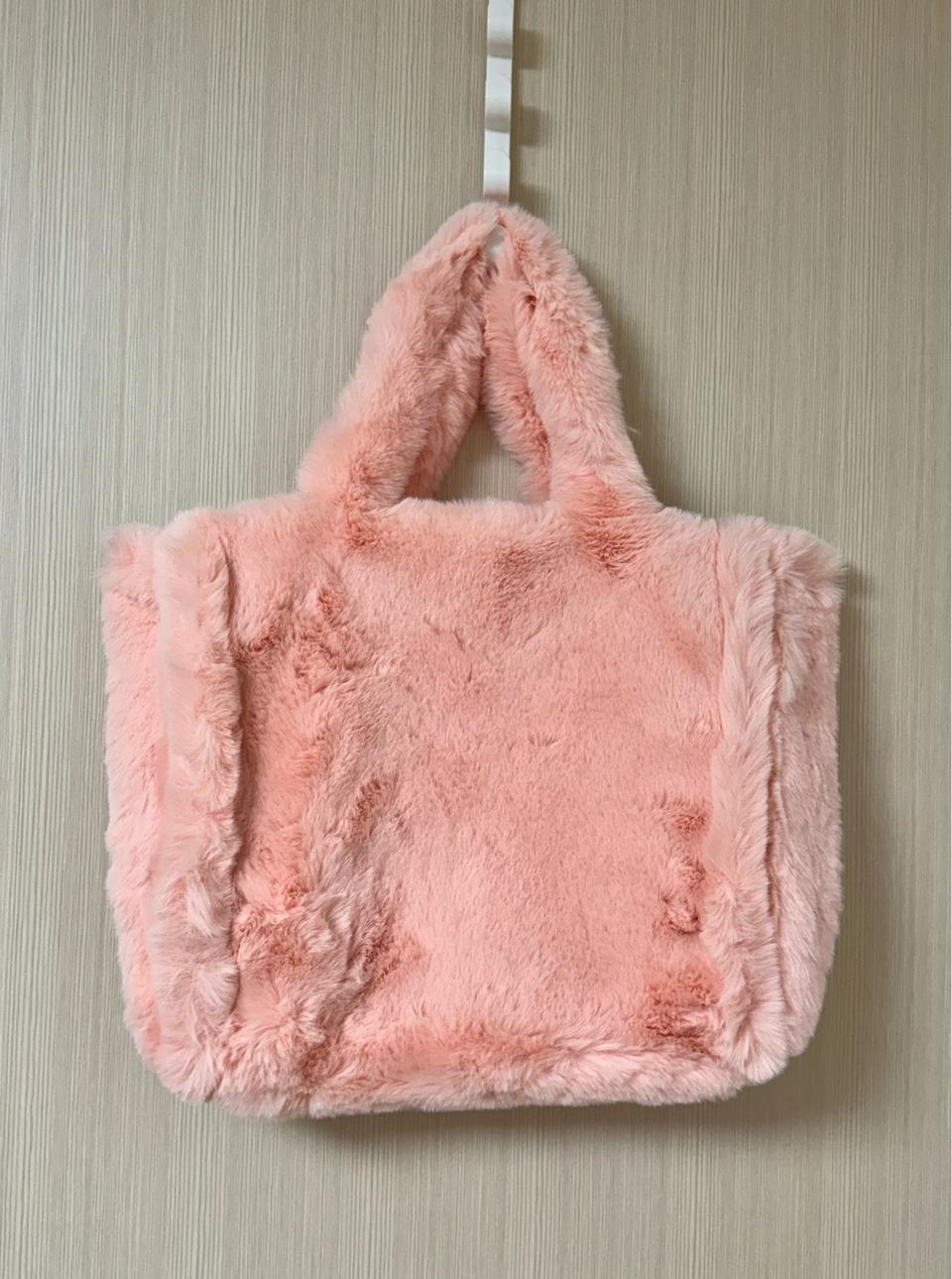 (새상품)대용량 퍼 토트백 핑크