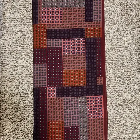 Drakes) 드레익스 울 프린트 패치워크 스카프 머플러 버건디