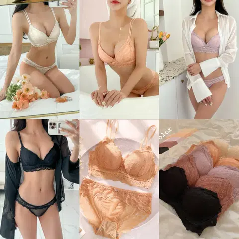 새상품)뽕브라몰 4cm 폭신 인디안 레이스 볼륨업 속옷세트 왕뽕브라