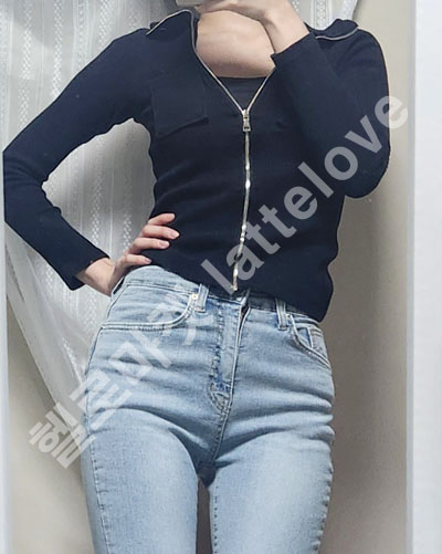 슬림 니트 집업 긴팔 Free/Black (착샷O)