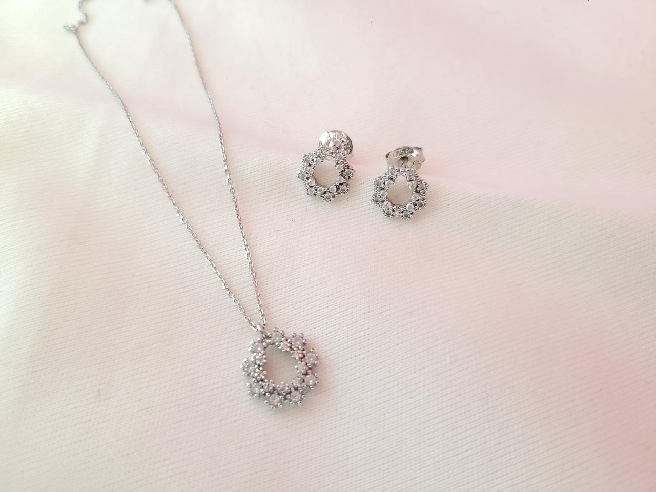 실버 목걸이 귀걸이세트 925