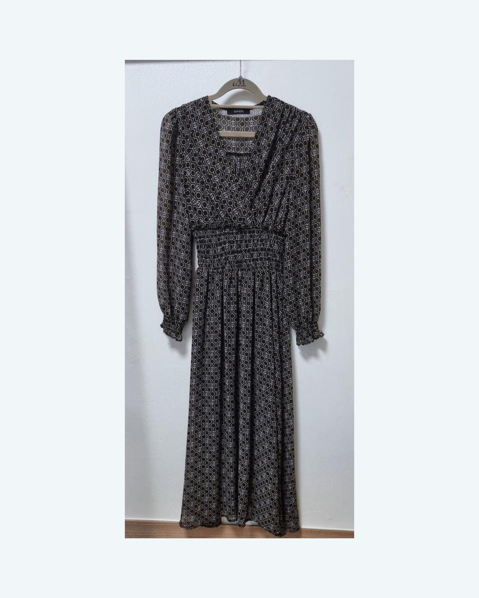 인베스트 허리밴딩 롱 원피스