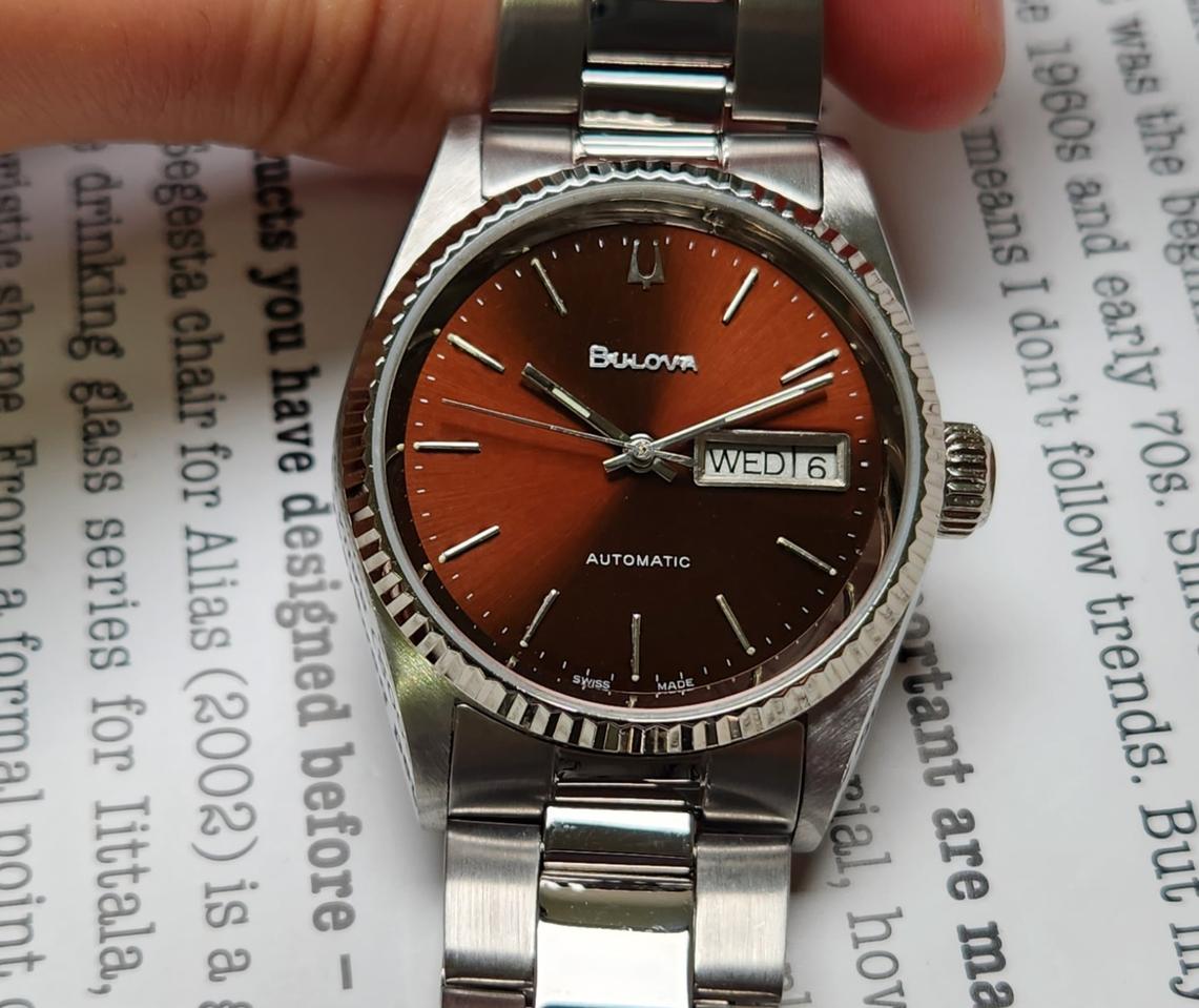 빈티지 부로바 데이데이트 초코판 슈퍼세빌형 삼선 브레이슬릿 ver.