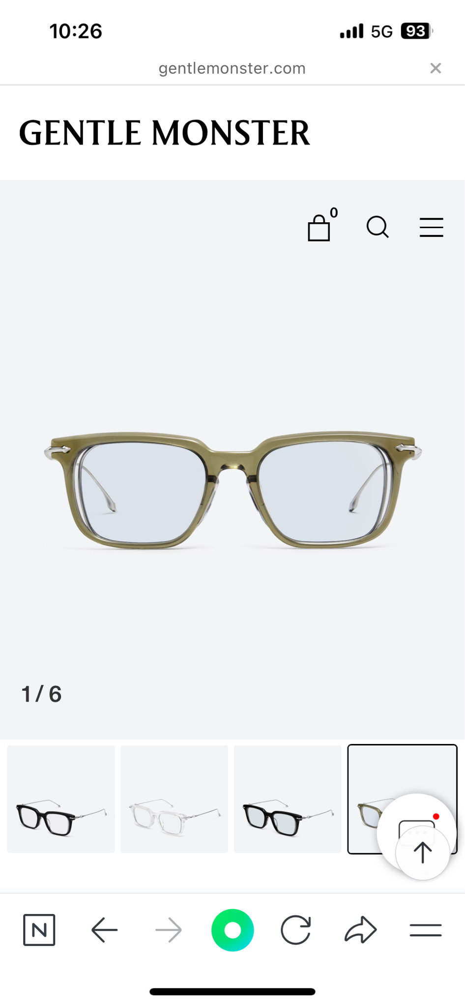 젠틀몬스터안경 ( 1회착용) (거의새것)