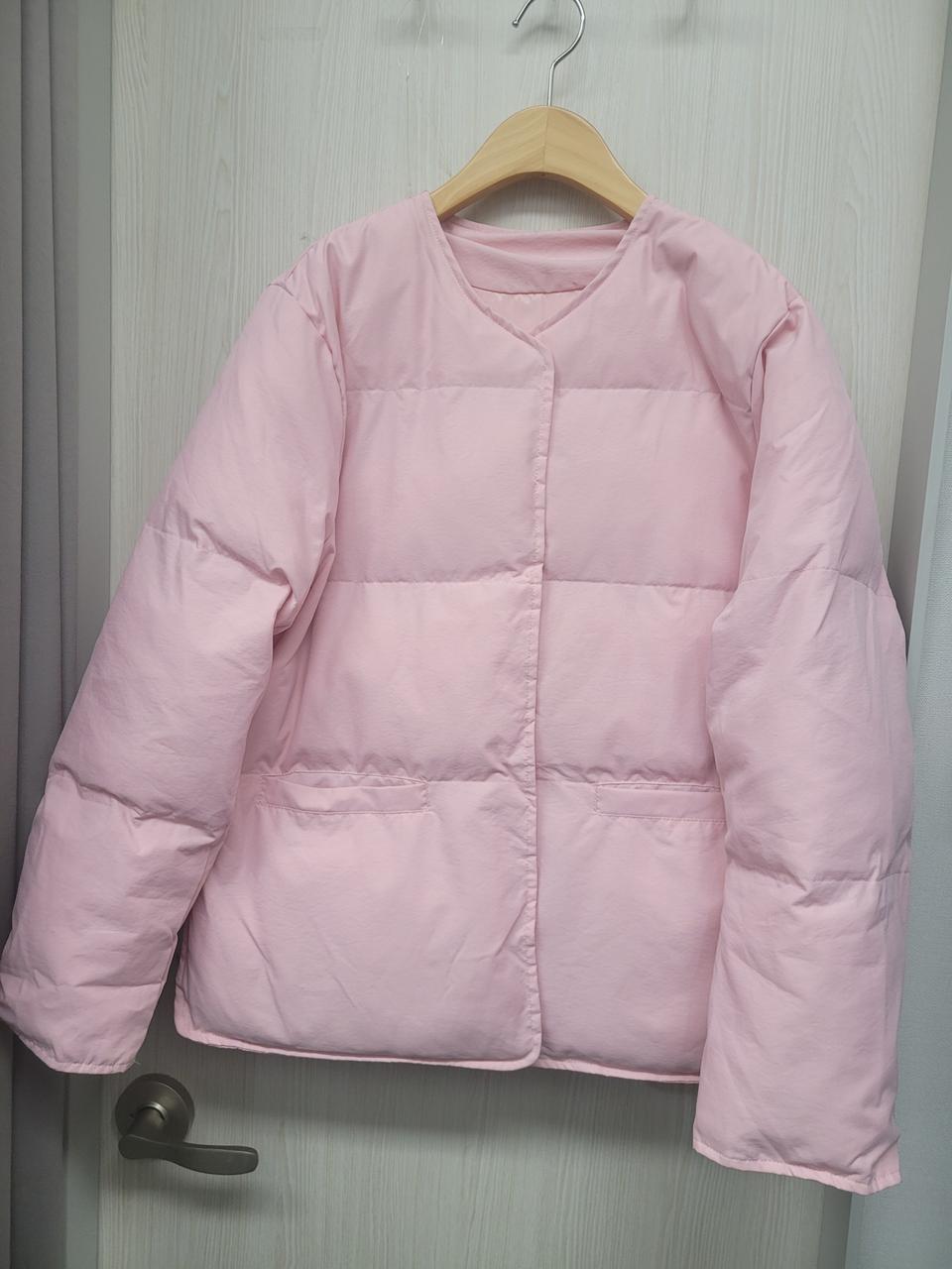 핑크 오버핏 박시패딩