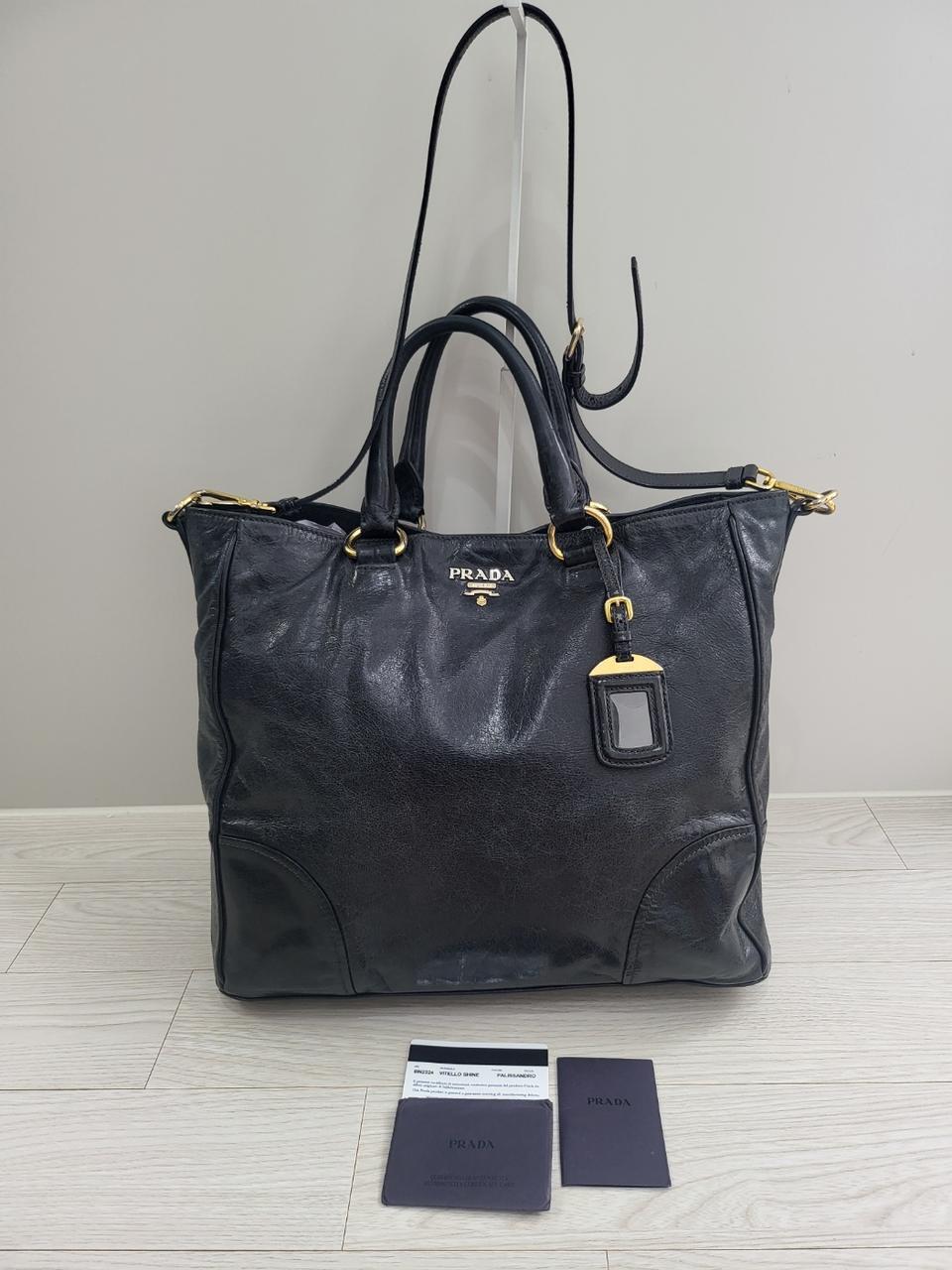 프라다 비텔로 다이노 샤인 토트 앤 크로스백