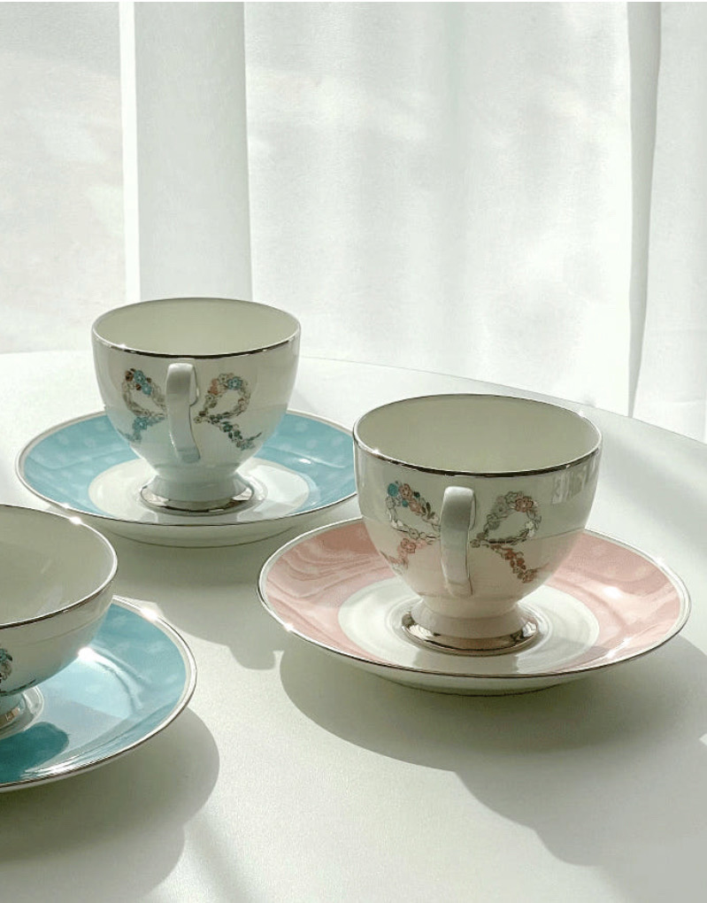 [새상품80%세일]나루미 펠리시타 커피잔2인조세트 일본명품 리본찻잔 컵