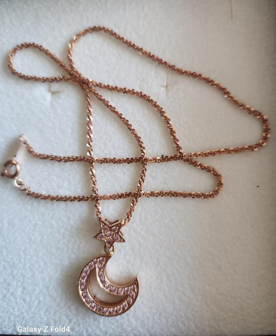 14K 핑크골드 별과달 목걸이