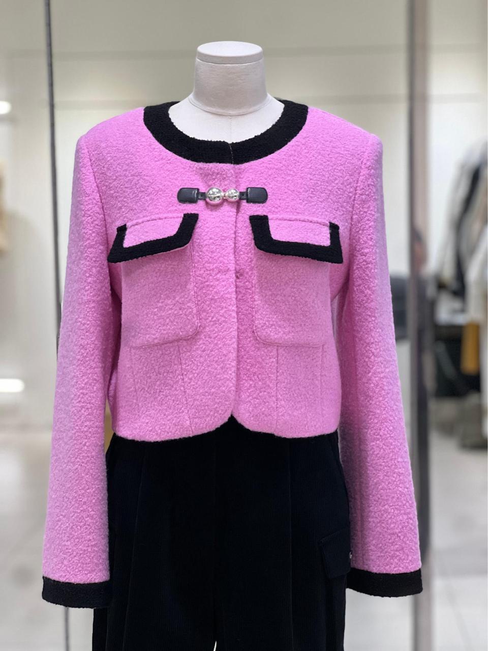 24ss 에고이스트 핑크 트위드 크롭 자켓