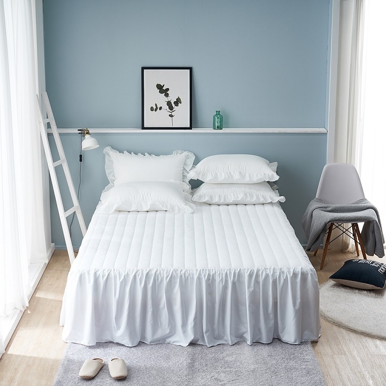 [무료배송] 항균 침대 프릴 셔링 커버 패드 누빔 밴딩 침대 스커트 시트