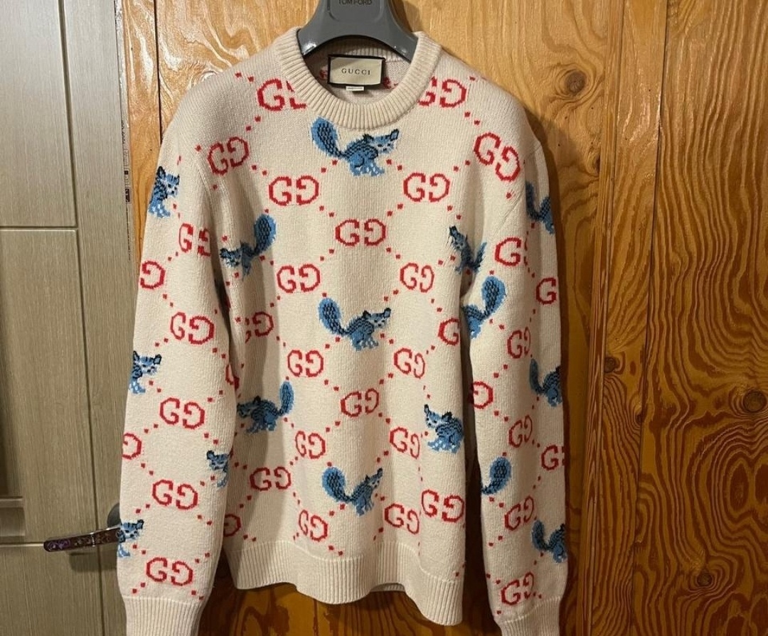 [백화점판] 구찌 프레야 하타스 GG로고 니트 XL