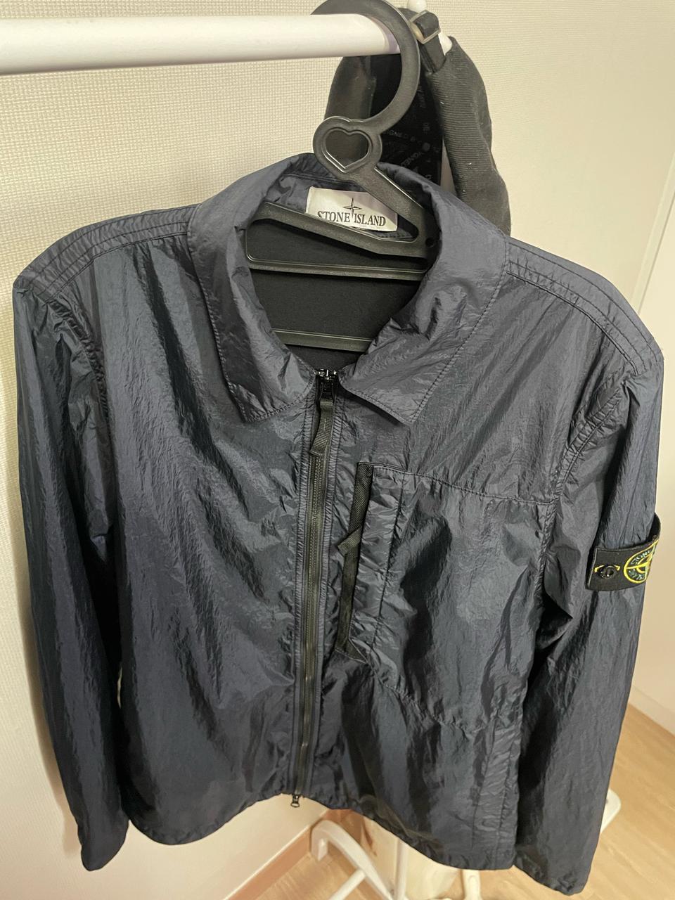 (정품 M)스톤아일랜드 23FW 크링클랩스 오버셔츠 자켓 네이비