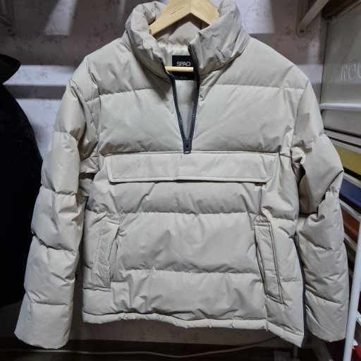 단종 스파오 머슬핏 아노락 오리털 빵빵 패딩 넥집업 최상