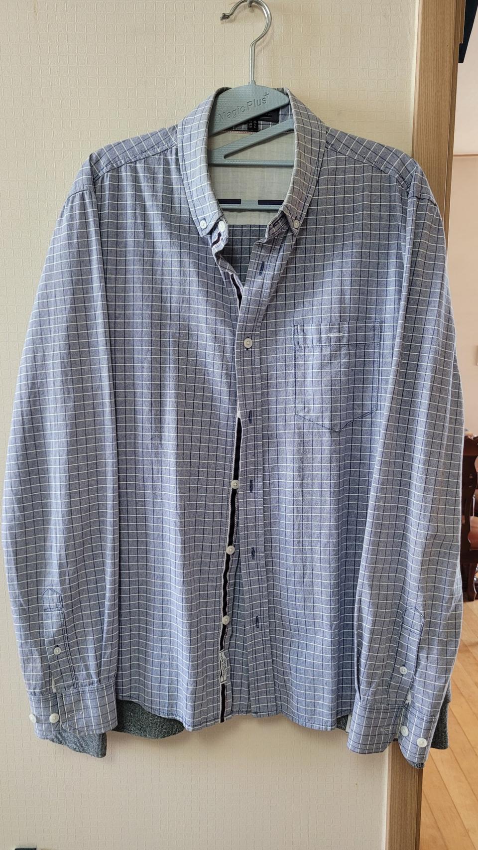 에이치커넥트 블루체크셔츠 XL(105)사이즈 팝니다.