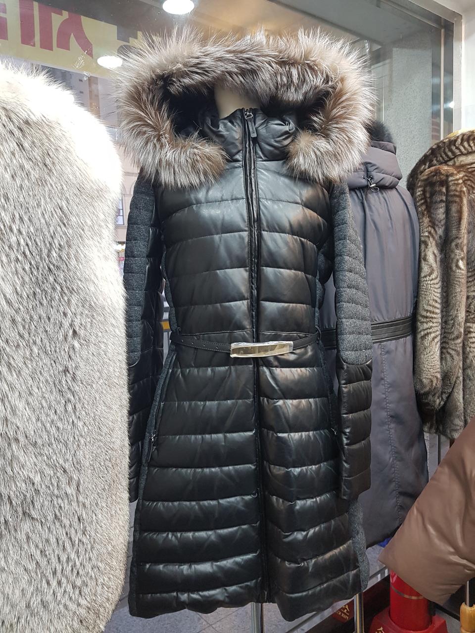 가죽 롱 패딩(새상품