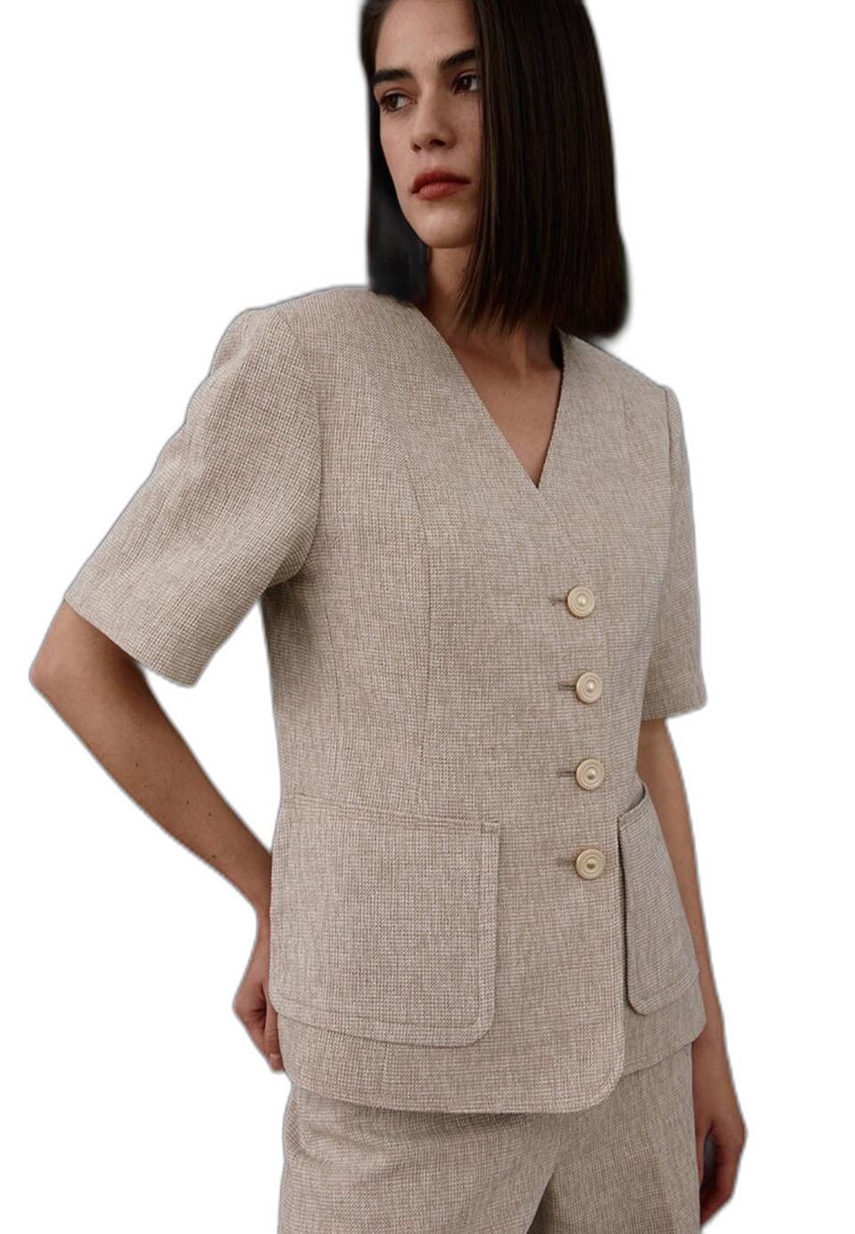 모한 트위드반팔자켓