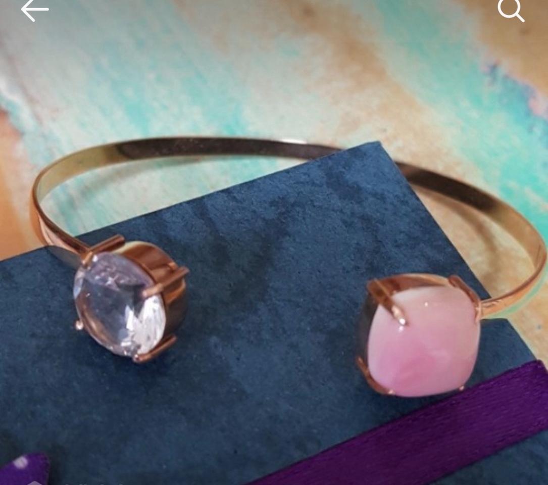 14k 핑크골드 천연토파즈 핑크오닉스 뱅글팔찌