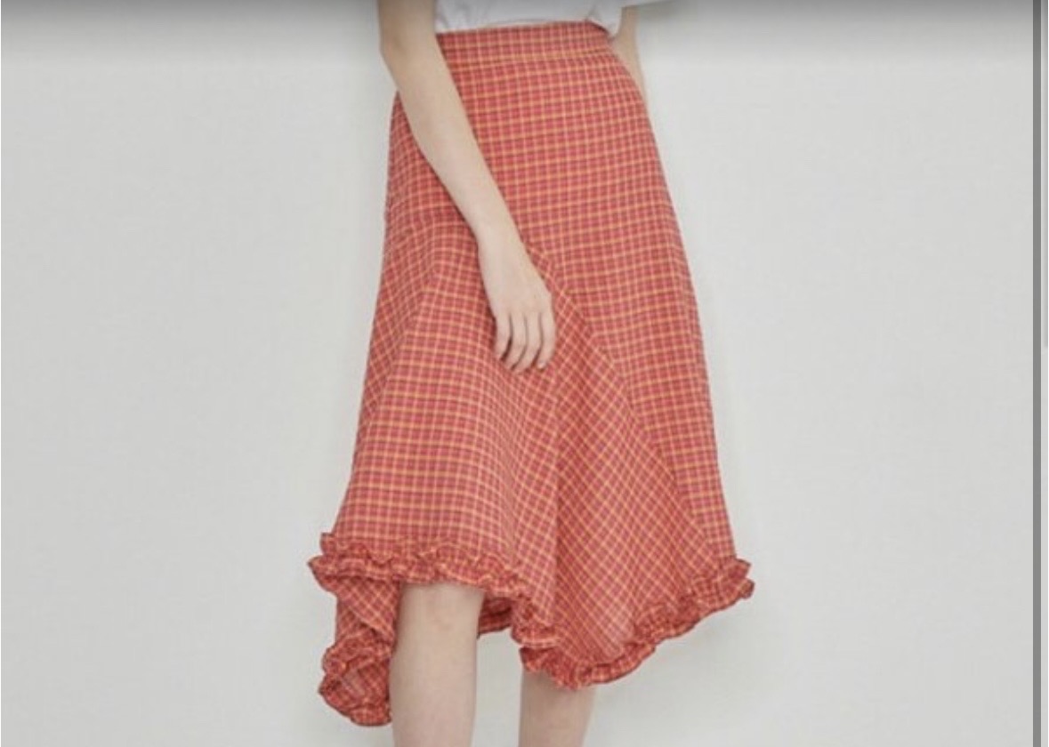 한섬 톰그레이하운드 여성 오렌지 스커트 프릴 판매합니다