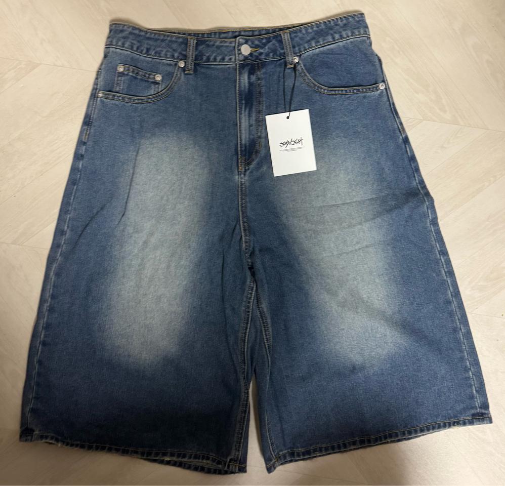 8부 버뮤다 데님 팬츠 블루,블랙 묶음판매