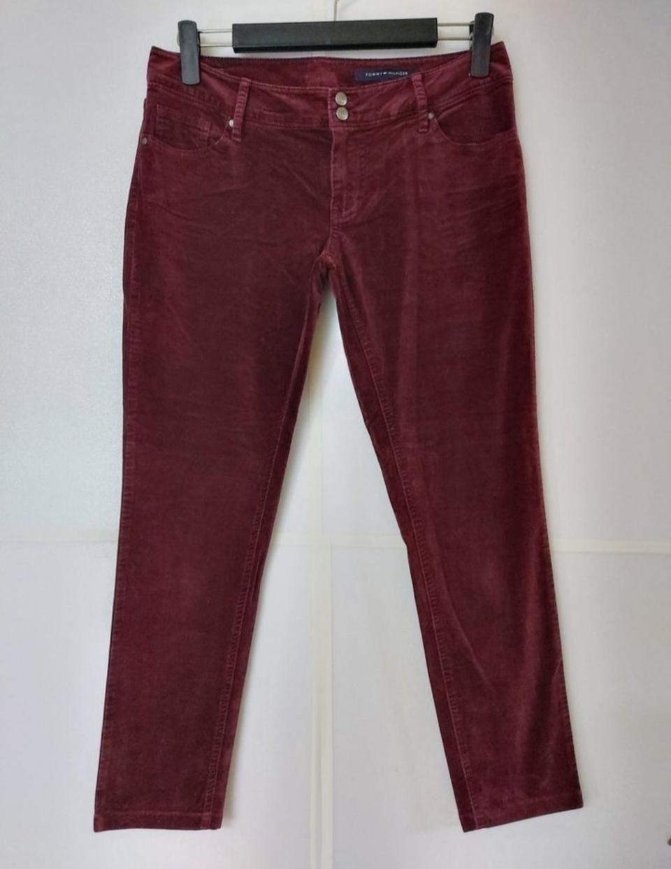 30)타미힐피거 여성 코듀로이 팬츠 소가죽패치