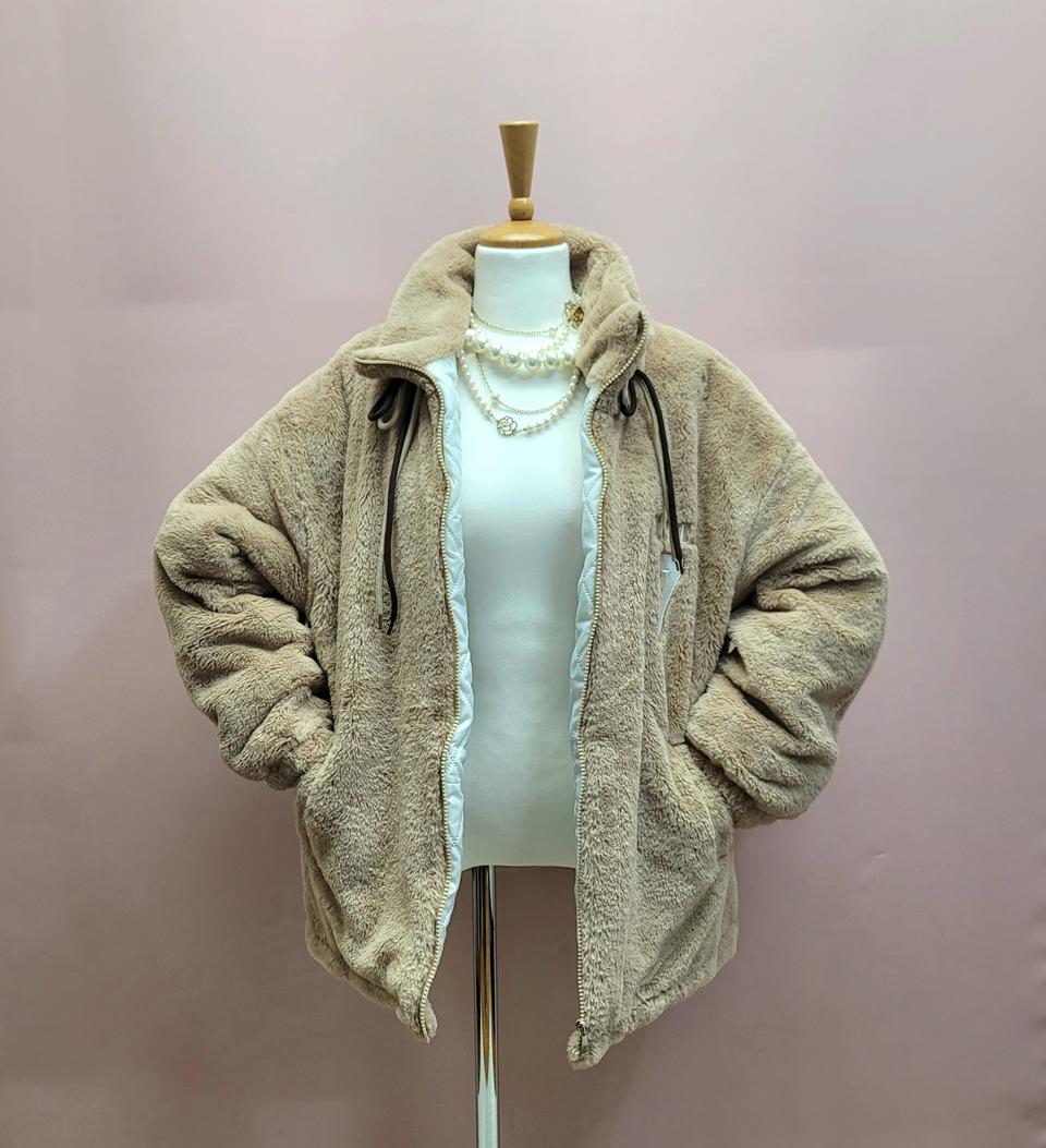 보들 퍼 누빔 집업점퍼