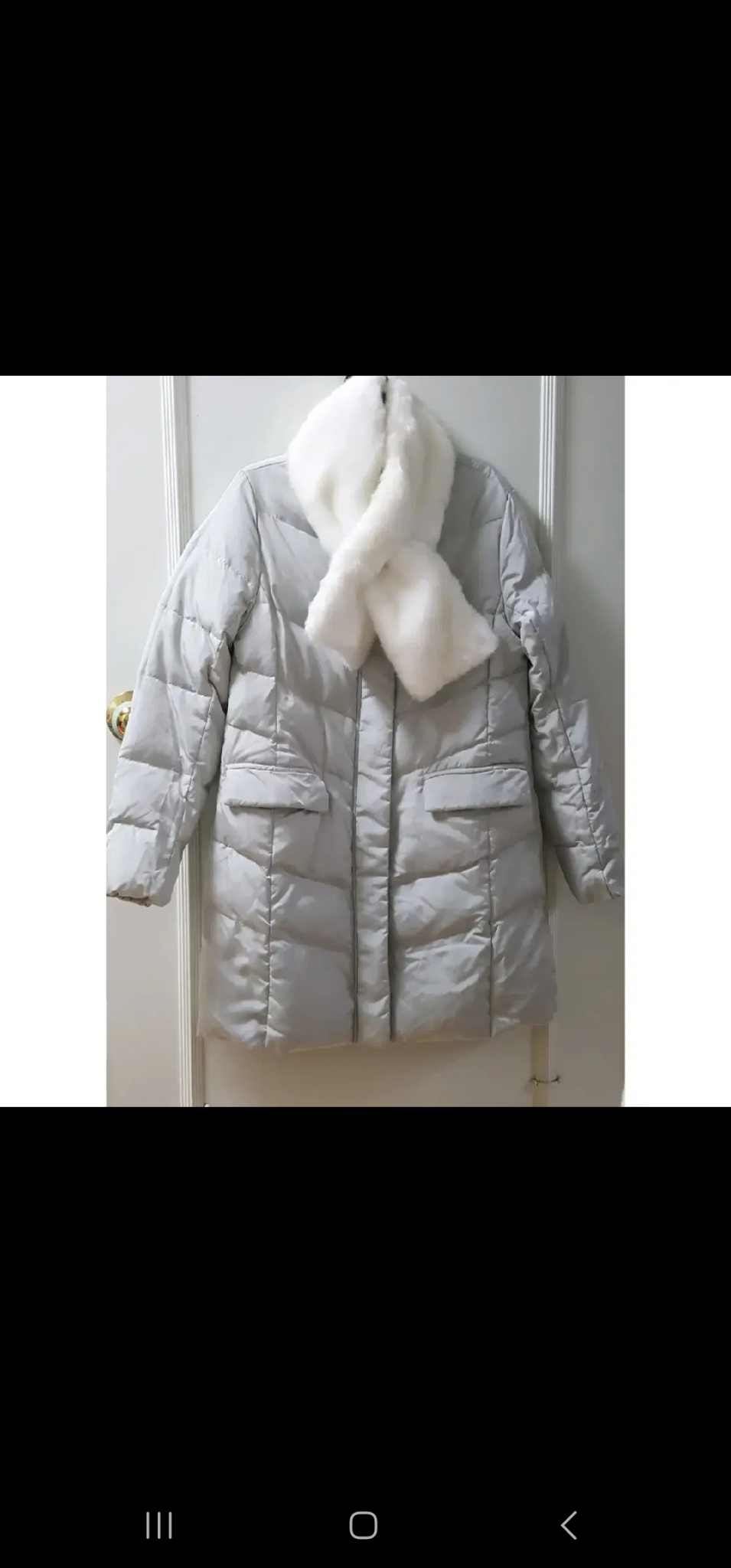 행텐 세트 롱패딩 머플러 구스 다운 패딩 퍼목도리 오리털